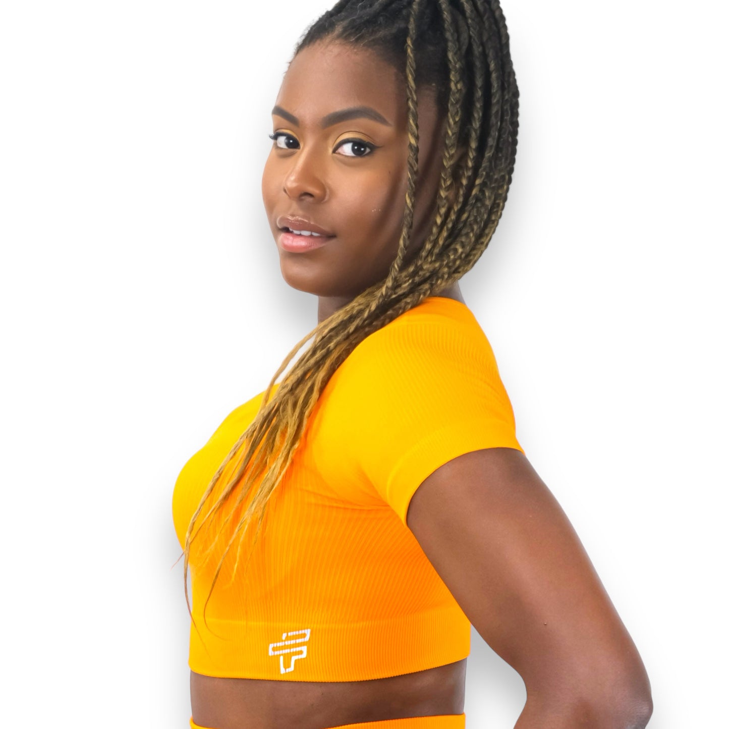 Orange Ribbed Crop Top