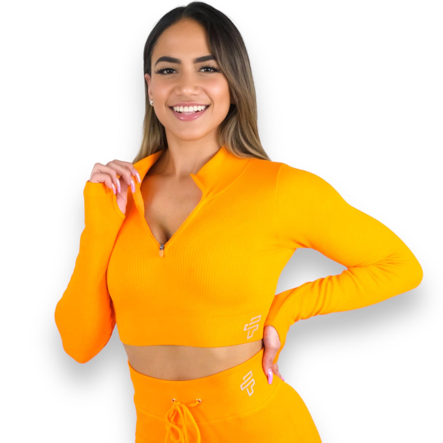 Orange Ribbed Long Sleeve