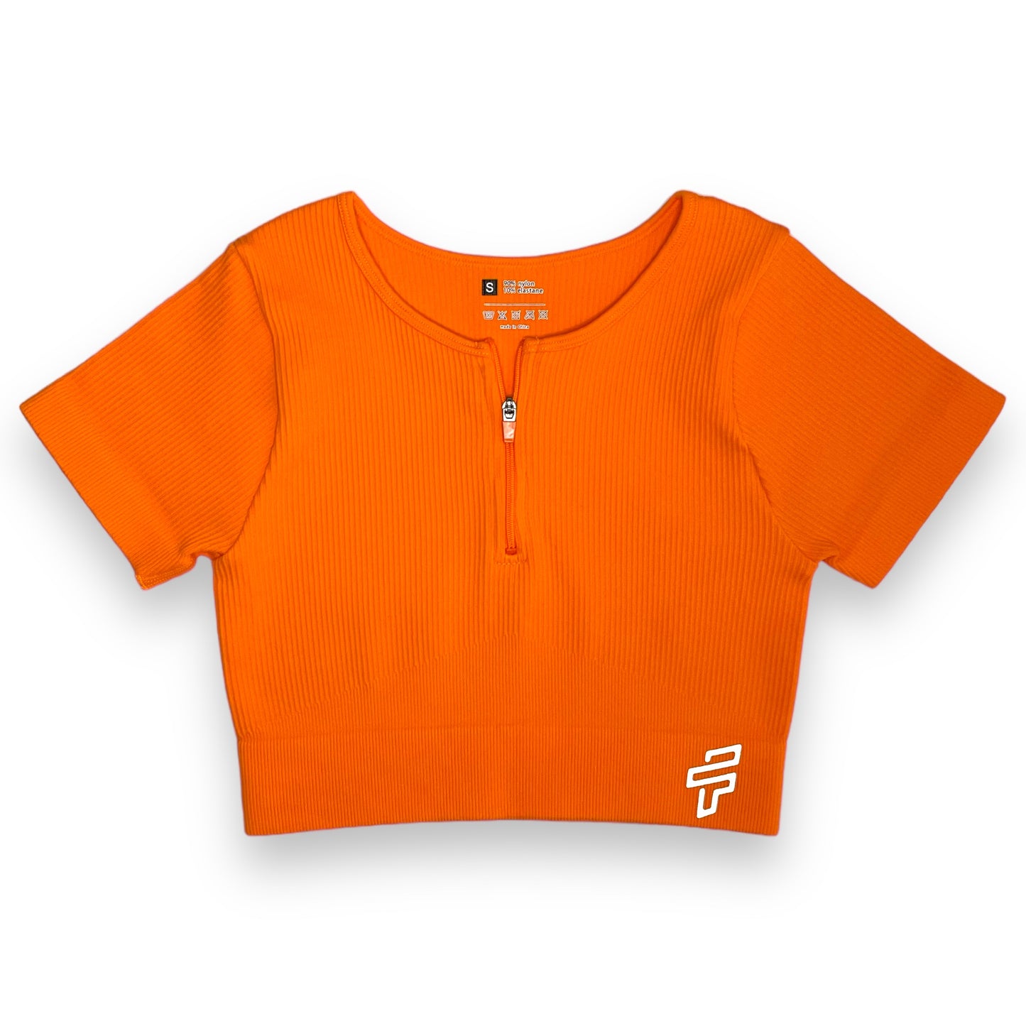 Orange Ribbed Crop Top