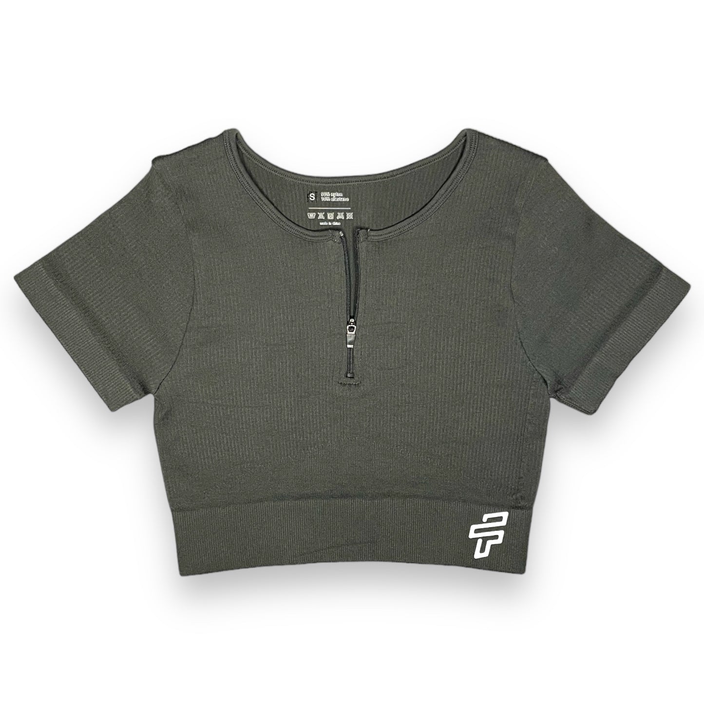 Grey Ribbed Crop Top