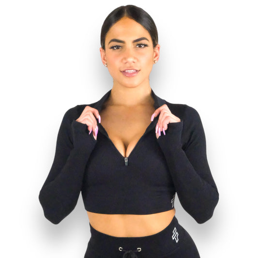 Black Ribbed Long Sleeve