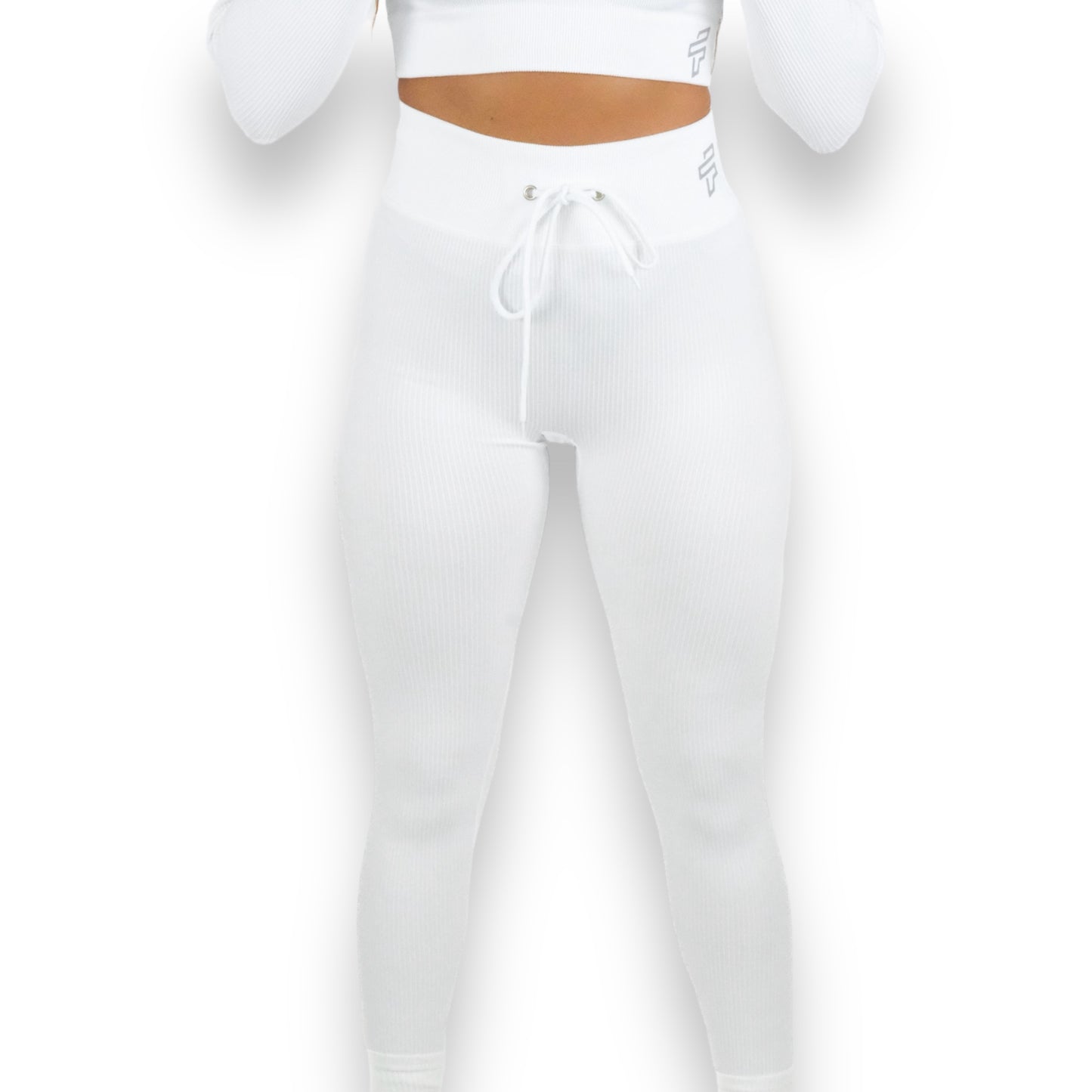 White Ribbed Leggings