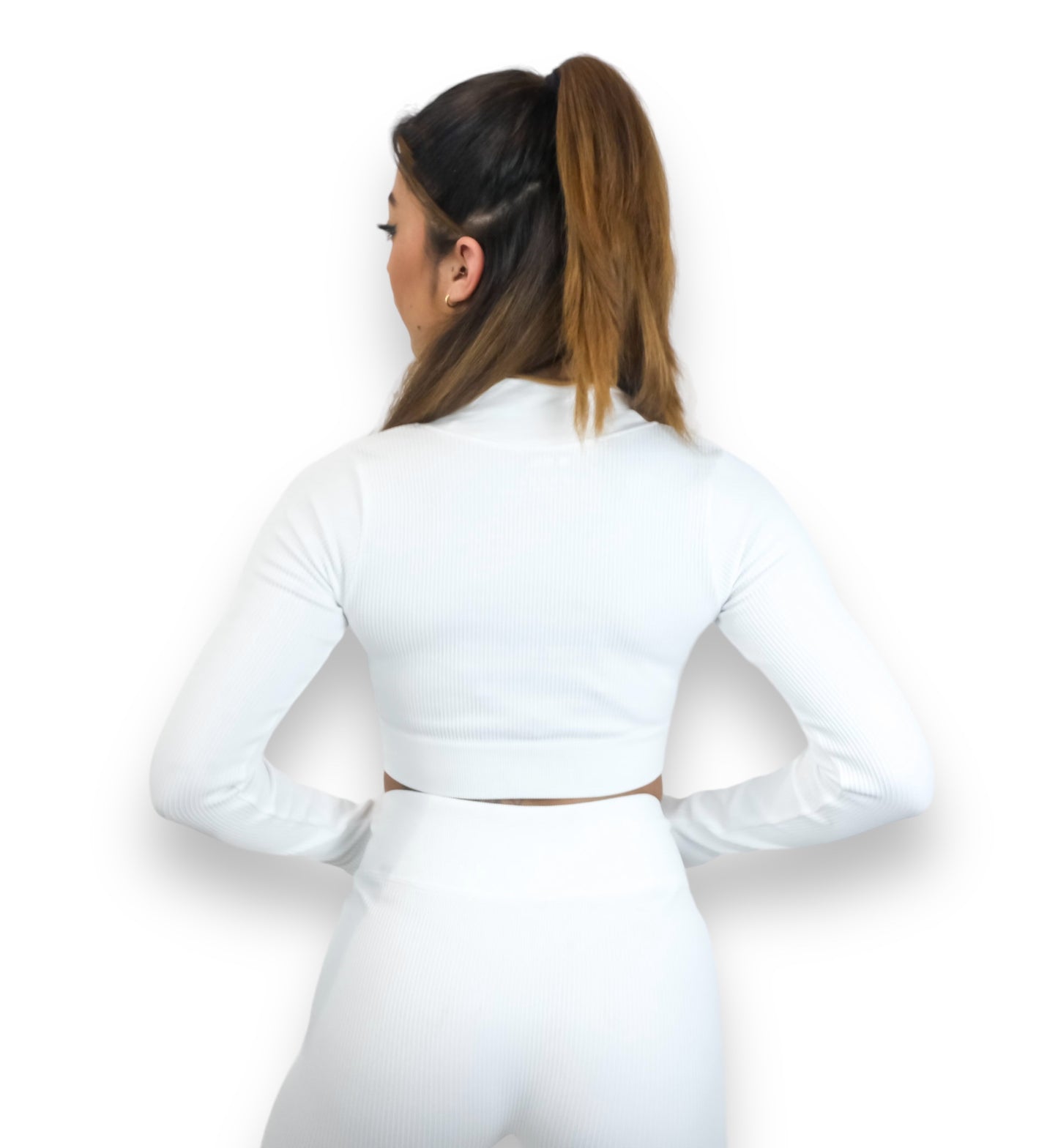 White Ribbed Long Sleeve