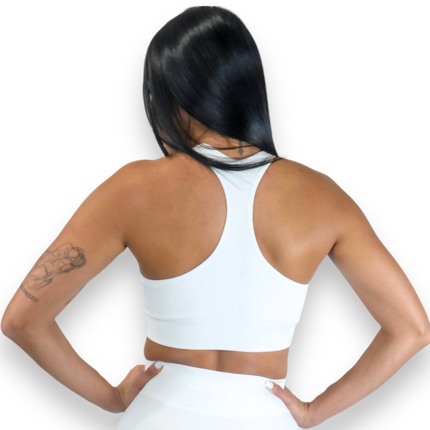 White Ribbed Sports Bra