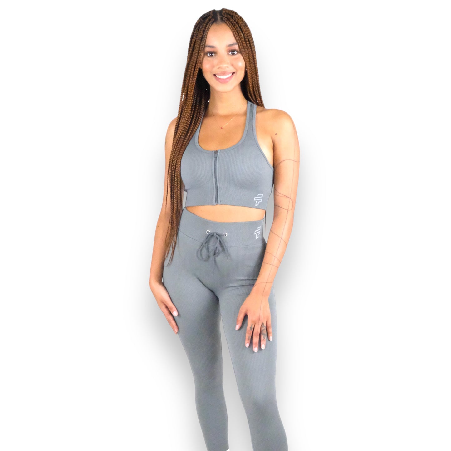 Sports Bra & Ribbed Leggings Matching Set