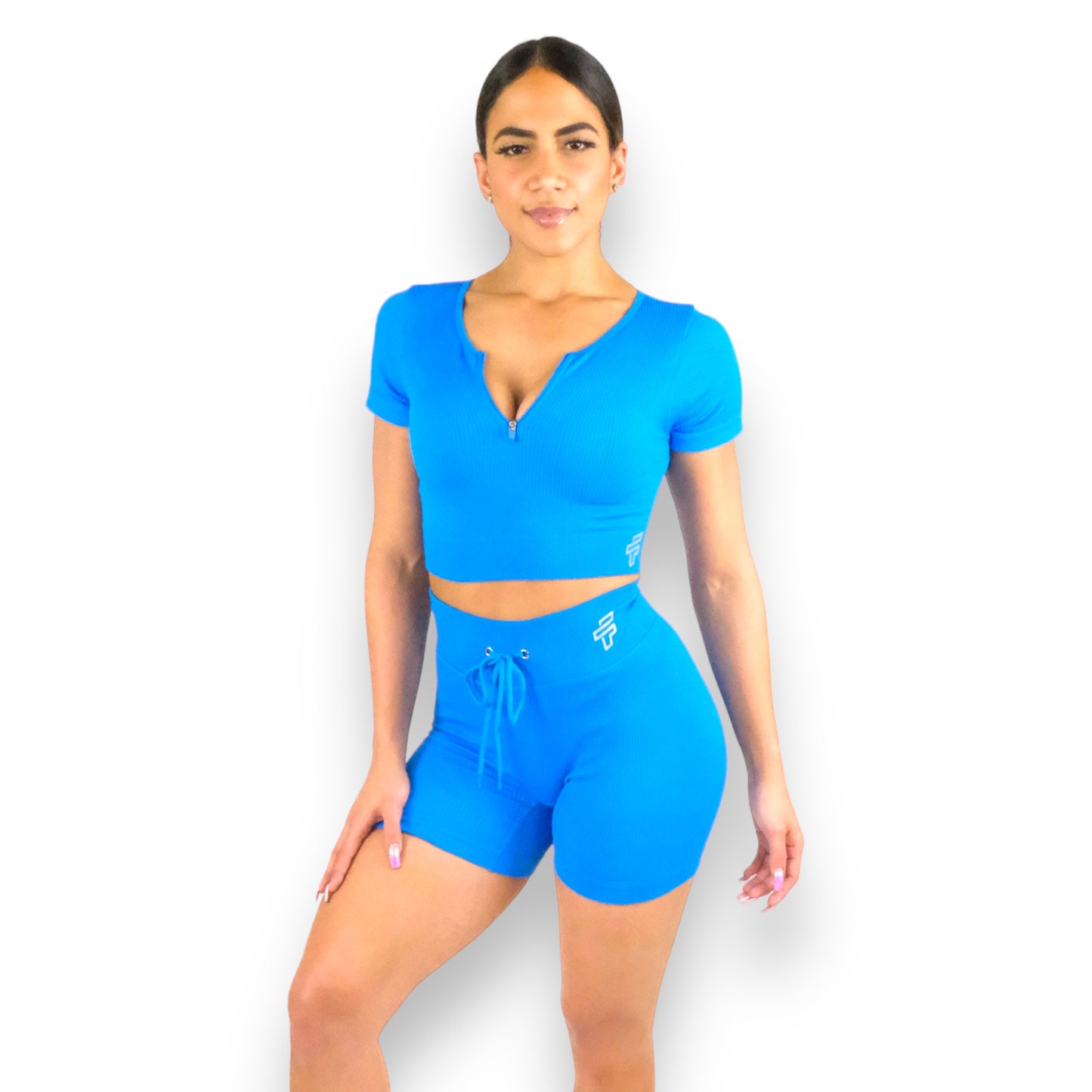 Crop Top & Ribbed Shorts Matching Set