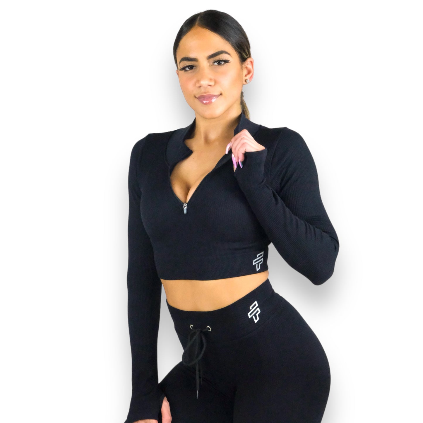 Black Ribbed Long Sleeve