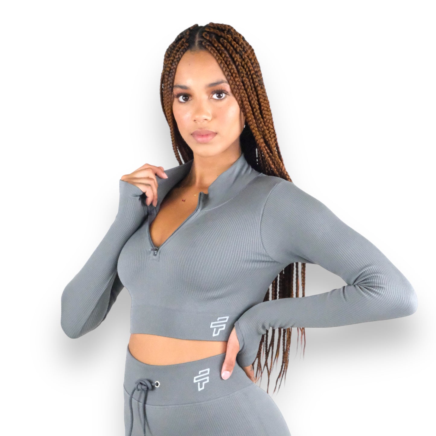 Grey Ribbed Long Sleeve