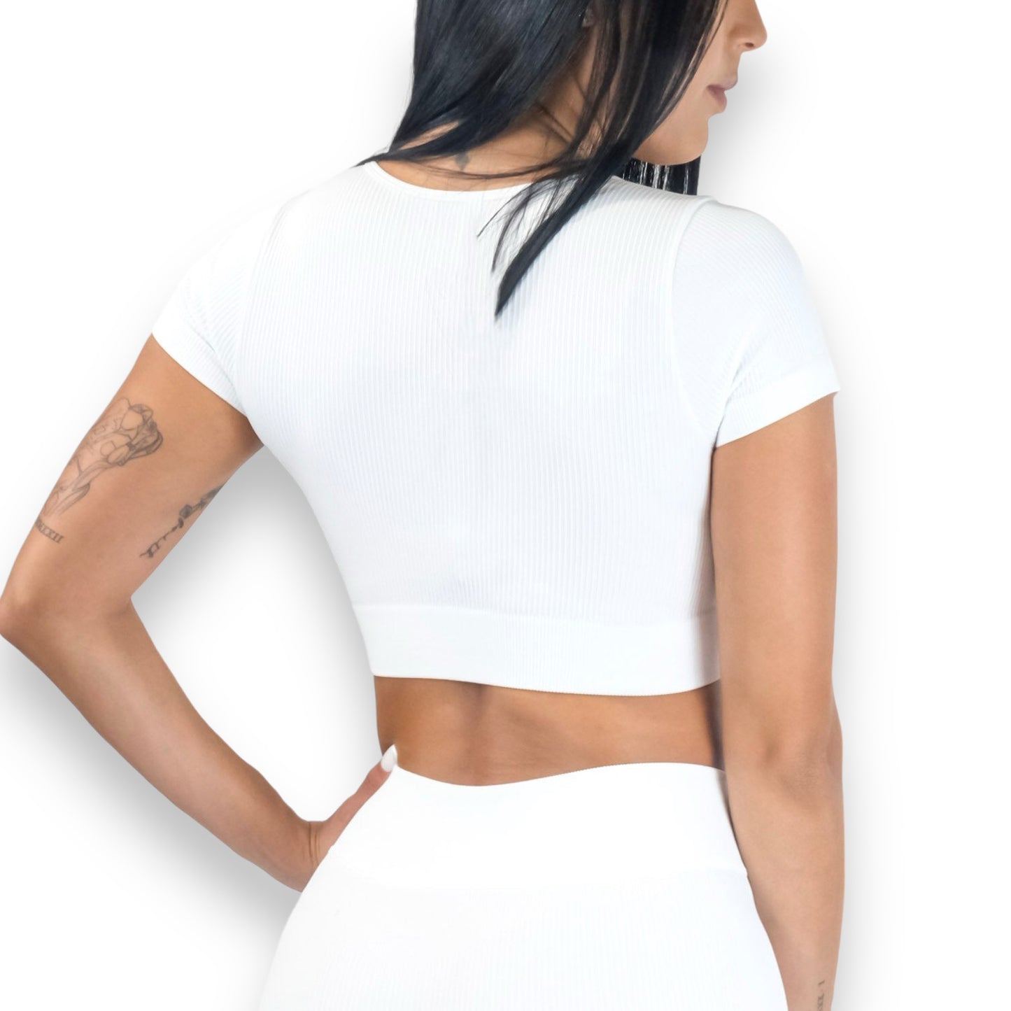 White Ribbed Crop Top